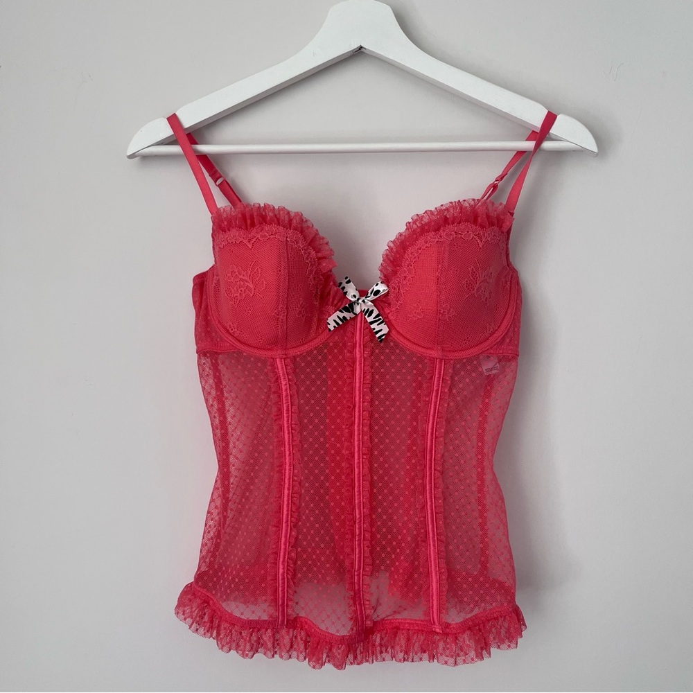 2000s Pink Lace Corset Top